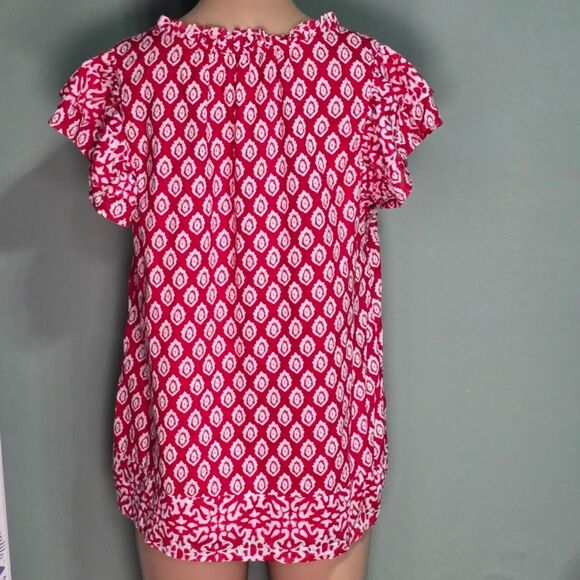 Vineyard Vines Lighthouse Red Tile Ruffle Top - Ruffle Sleeve - Size [M] - Picture 8 of 8